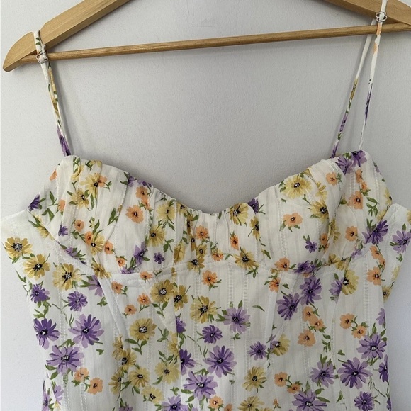 Zara Floral Mini Bodice Dress Size XL BNWT Strappy Summer - Picture 3 of 9
